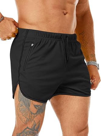 Mens Running Shorts 3" Quick Dry Lighweight Gym Workout Shorts with Zipper Pockets Athletic Jogging Shorts