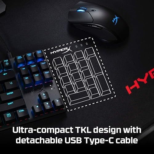 Miniatura 5 de HyperX Alloy Origins Core - Teclado mecánico para juegos, cuerpo de aluminio de perfil bajo, interruptor acuático, táctil RGB retroiluminado para