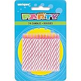 Striped Pink Birthday Candles, 24ct