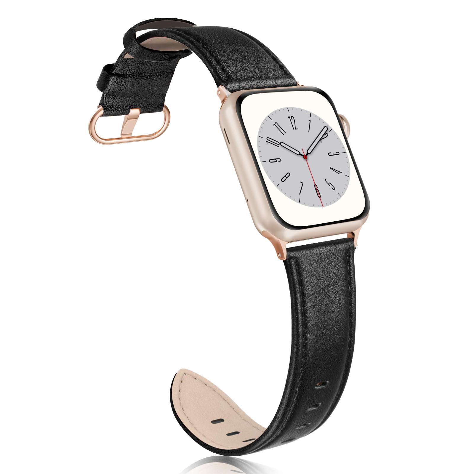 Leather Band Compatible with Apple Watch Bands 38mm 40mm 41mm 42mm Series 10, Elegant Top Grain Genuine Leather Bands Replacement Strap for Apple iWatch Series 10 9 8 7 6 5 4 3 2 1 SE2 SE Women