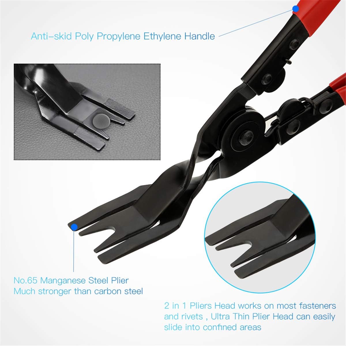 FXWSKY 18Pcs Auto Trim Removal Tool Kit, Auto Upholstery Tools Fastener Remover Car Panel Removal Trim Clip Plier Set with Storage Bag