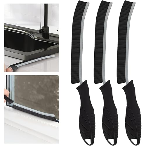 SXhyf Hard Bristle Crevice Cleaning Brush - Multifunctional Gap Cleaning Brush, Bathroom Cleaning Tools, Grout Brush, Crevice Cleaning Supplies for Household Use, Kitchen, Window, Vehicle (3, Black)
