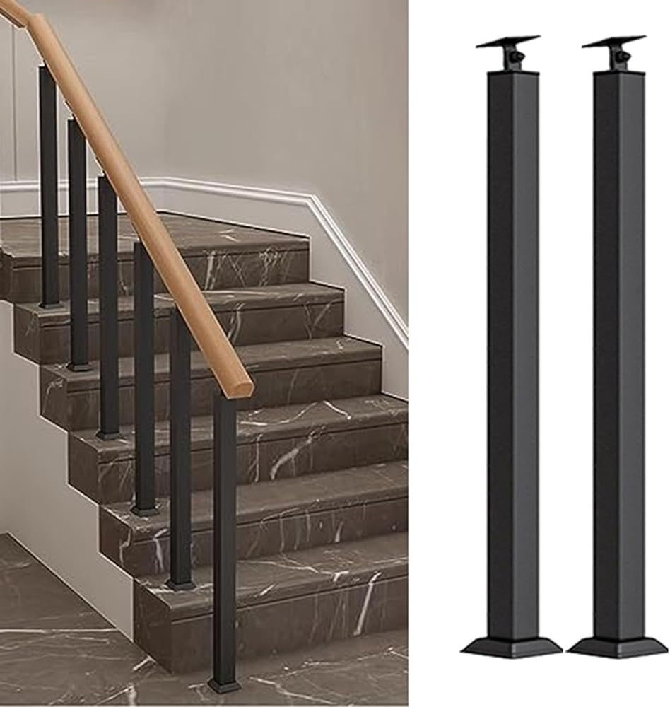 Axe de balustrade fer noir 95 cm réglable pour escalier intérieur et extérieur