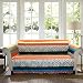 Lush Decor Boho Stripe Slipcover/Furniture Protector for Sofa, Turquoise/Tangerine
