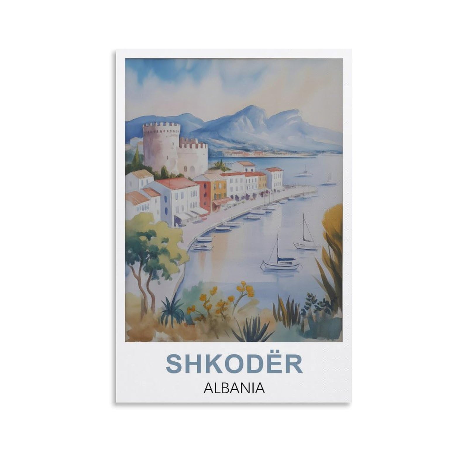 Ezmlfa S273 5D Diamond Art Kits For Beginner,Shkodër Albania,Diamond Picture Art For Beginner, Diy Gem Cross Stitch Creative Gift Home Wall Decor 40X40cm