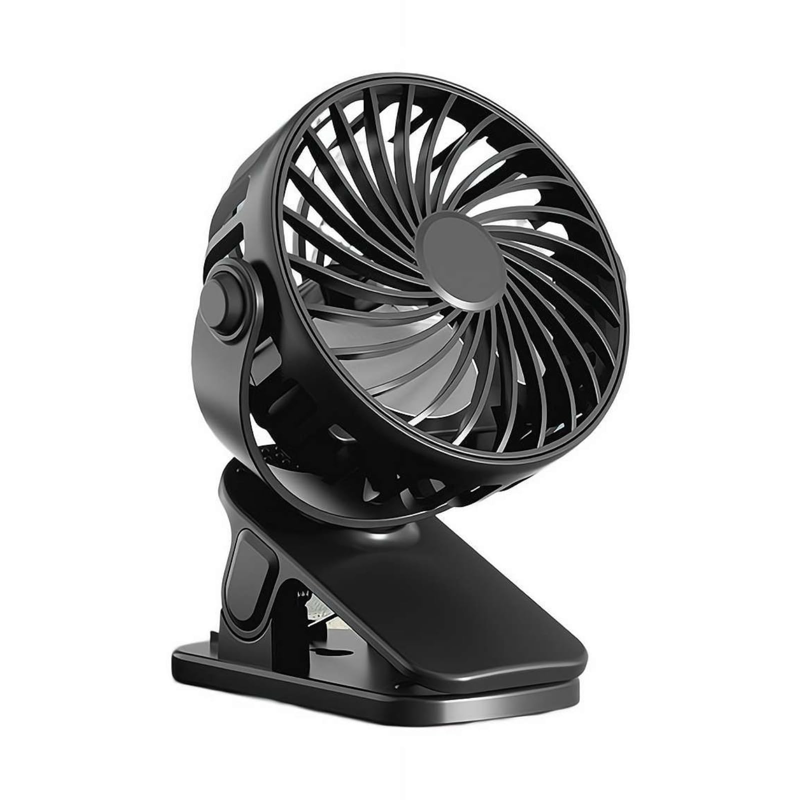 Portable Mini Clip On Fan – 4-in-1 USB Desk Fan with Night Light, Wall-Mounted & Portable, Quiet Circulating for Dormitory Bedroom Office (Black)
