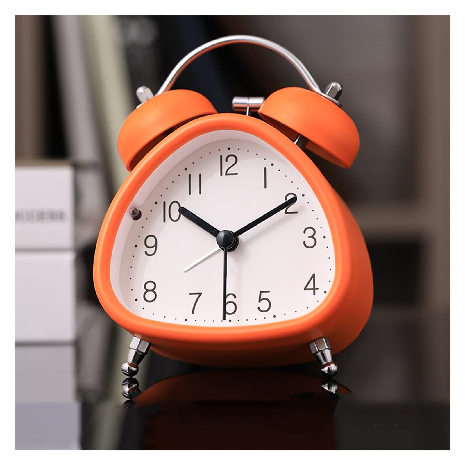 Despertador, Reloj mecánico silencioso a Pilas con Campana for Oficina(Orange)