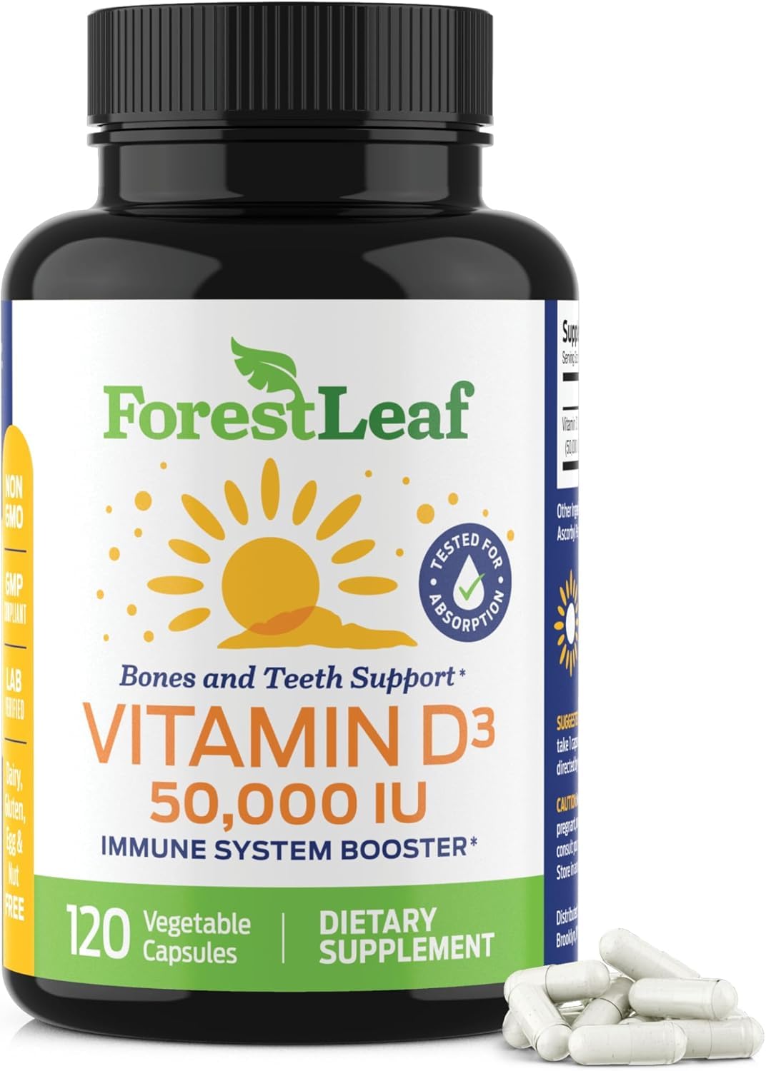 ForestLeaf 50,000 IU | VIT D - VIT D Supplement for Women and Men | Bone Health, Teeth, Immune Support | Easy to Swallow Pills | High... 4+ 6 VIDEOS ForestLeaf Vitamin D3 50,000 IU | VIT D - VIT D3 Vitamin D Supplement for Women and Men | Bone Health, Teeth, Immune Support | Easy to Swallow Pills | High Potency WEEKLY Dose, 2-Year Supply, 120 Caps Roll over image to zoom in-image-17