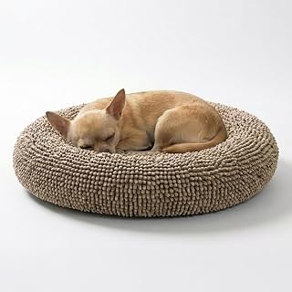 Muddy Mat® Cloud K-9 Bed for Dogs & Cats, Soft & Relaxing Donut Dog Bed, Chenille Material, Removable Cover, Washable & Dryer Safe–Beige Small(25'x25')