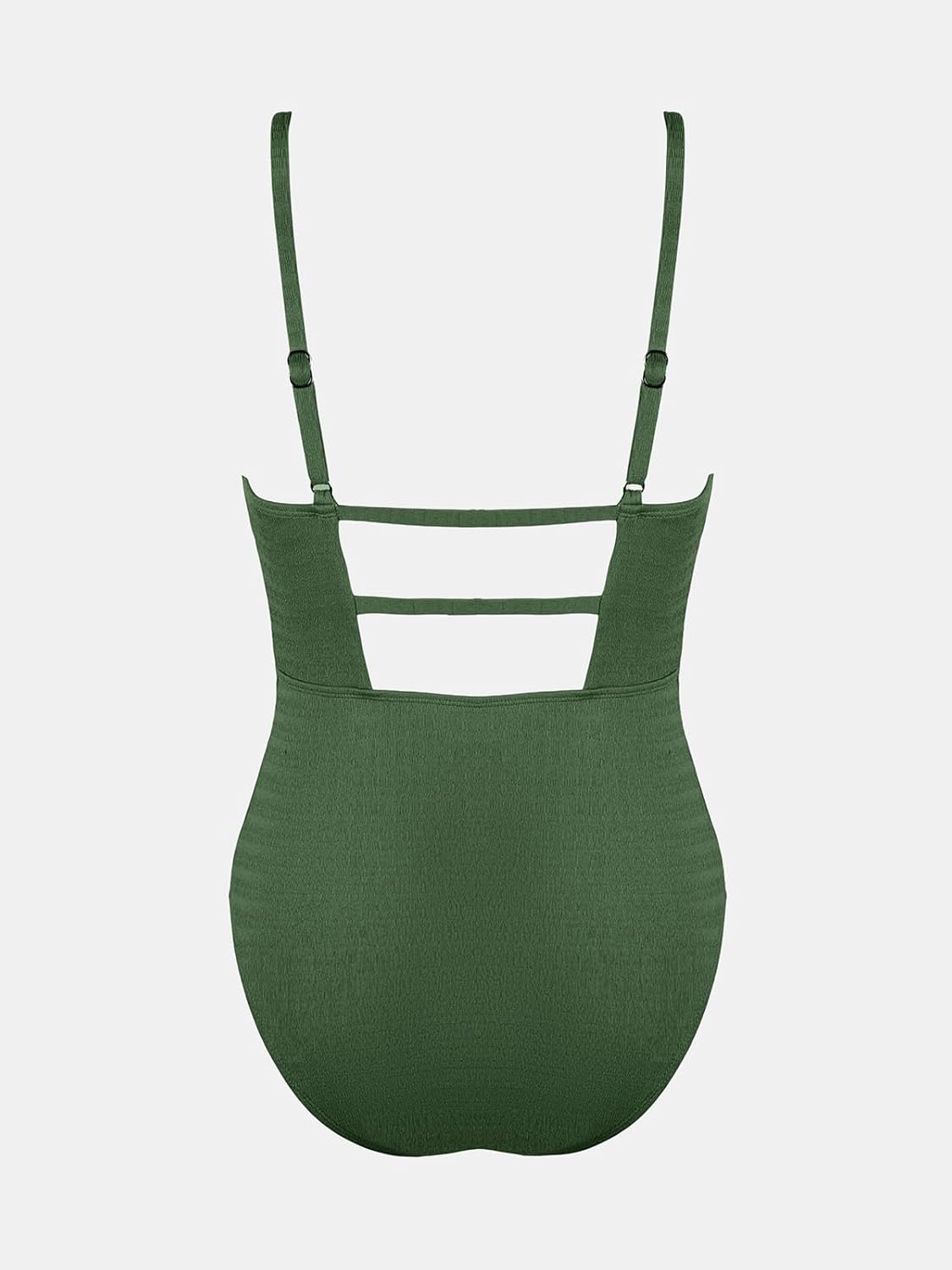 CUPSHE Women's One Piece Swimsuit Plunging Deep V Neck Keyhole Open Back Adjustable Strap Bathing Suit Textured - Image 6