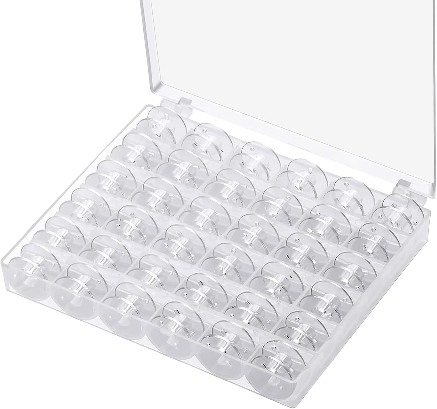 36 Pcs Transparent Plastic Sewing Machine Bobbins,Sewing Accessories and Supplies Plastic Bobbins,Sewing Bobbins with Bobbin Case,Bobbins for Janome Brother Singer Sewing Machine（Clear）
