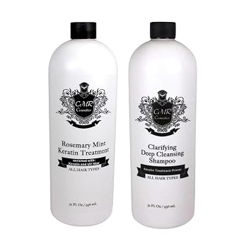 Rosemary Mint Keratin Smoothing Kit - Professional Grade Hair Straightening for All Hair Types - Includes Clarifying Shampoo & Keratin Smoother, Shields, Frizz-Free Healthy Hair, 32 oz