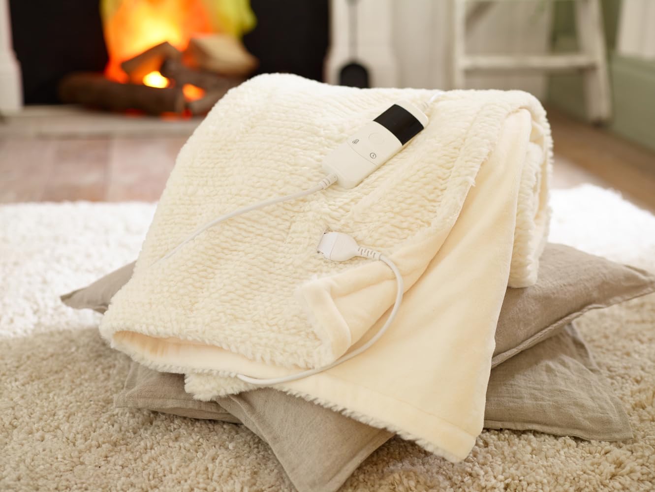 Deyongs Sandringham Faux Fur Cream Heated Throw 130 X 170Cm