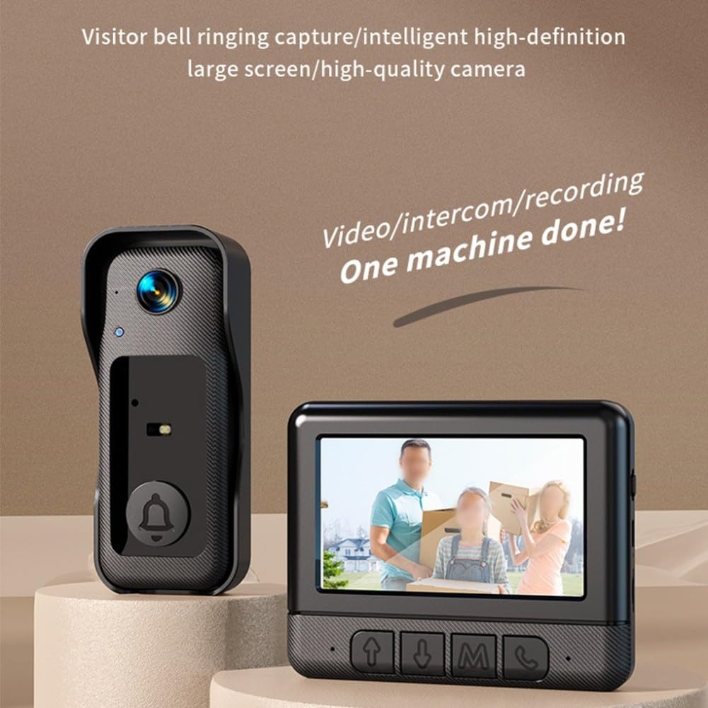 Campanello video wireless, campanello con fotocamera, display HD da 4,3 pollici, citofono bidirezionale, visione notturna, impermeabile IP68, nessuna app richiesta, batteria da 1000 mAh