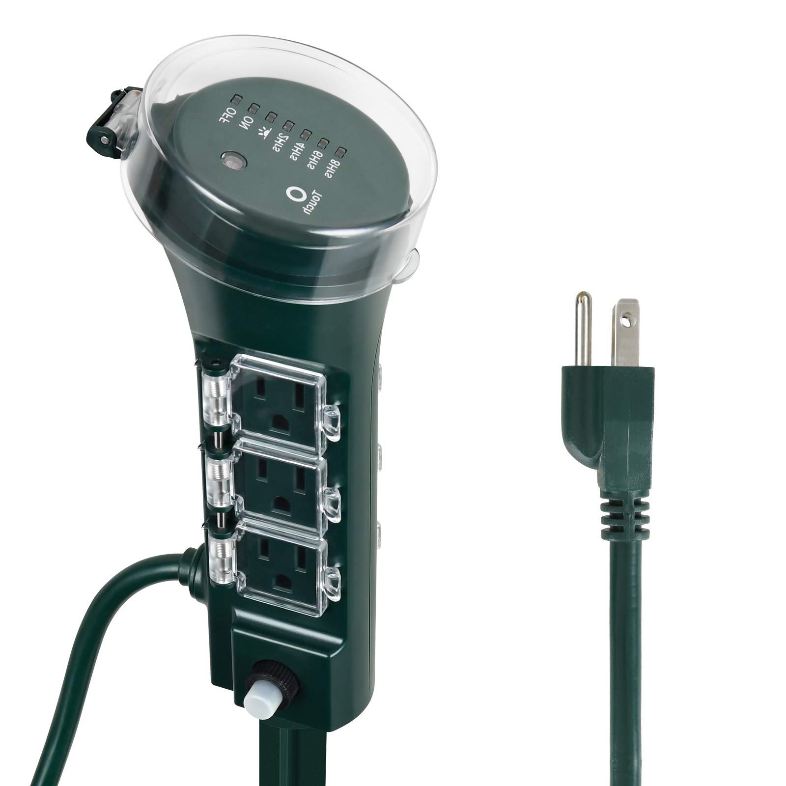 Photo 1 of iPower Power Strip Yard Stake Timer with Photocell Grounded Outlets Till Dawn, or On at Dusk & 2, 4, 6, 8 Hour Countdown, Weatherproof