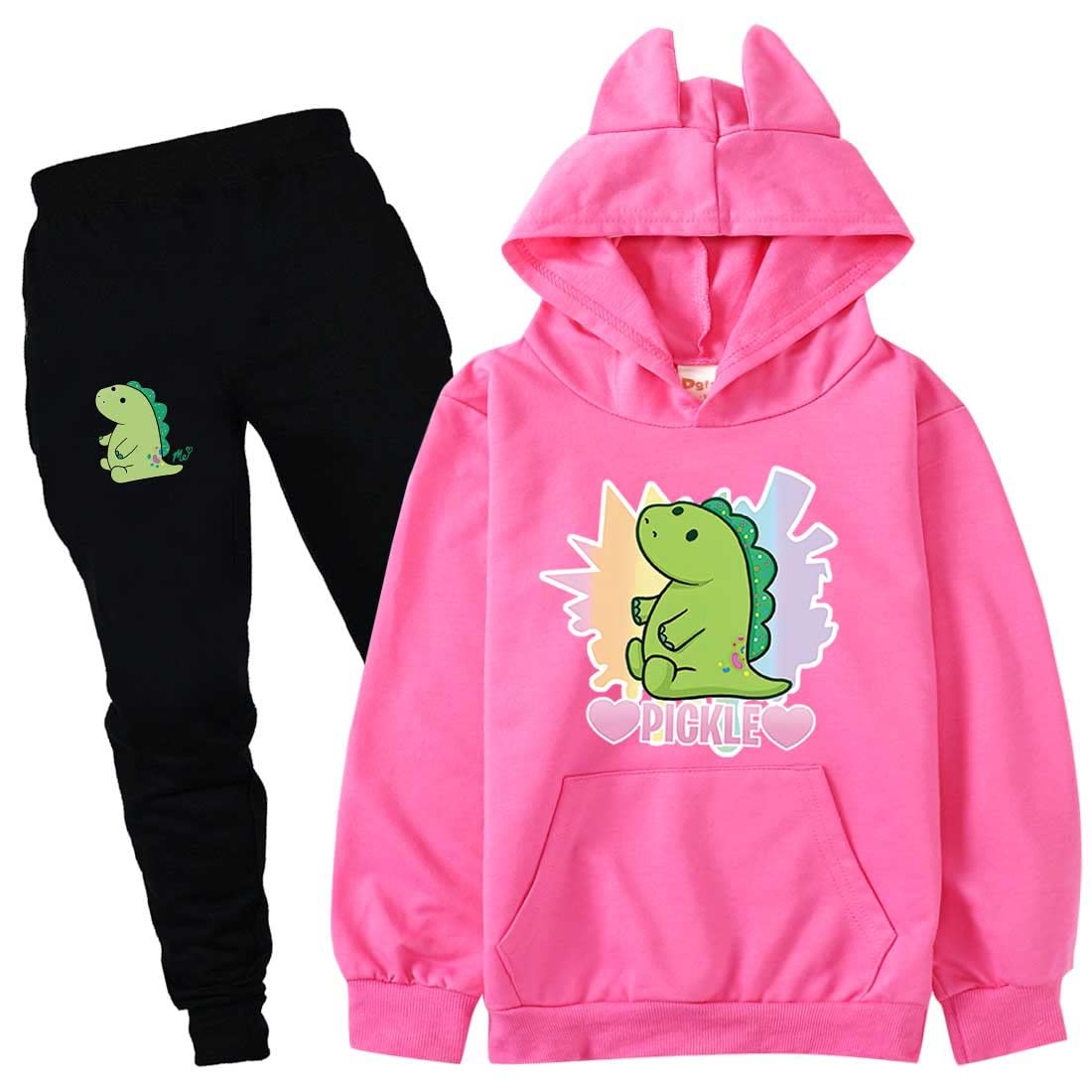 Rhymh Girls Moriah Elizabeth Sweatshirts Set Kids Hoodie and Pants 2Pcs Set Ranboo Crown Moriah Elizabeth Merch (rose red,160cm,11 Years,12 Years)