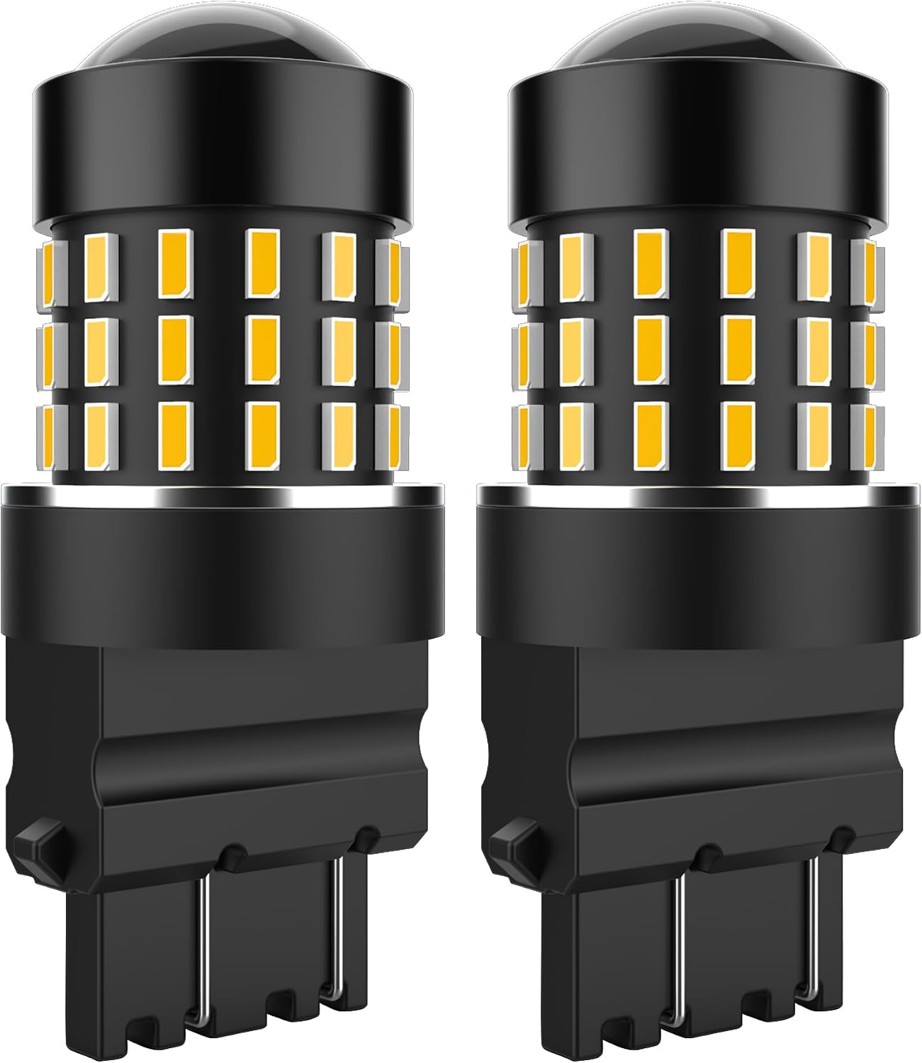 NATGIC 3157 3156 3057 4157 LED Bulbs Extremely Bright 3014SMD 54-EX Chipsets with Lens Projector for Turn Signal Lights, Side Marker Lights, Turn Blinker Lights, 12-24V, Amber (Pack of 2)