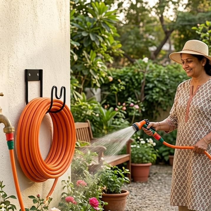 Water Hose Holder, Heavy Duty Garden Hose Reel Water Hose Holder Universal Hose Hanger Wall Mount Metal Hose Hanger for Garden Hose, Hose Reel, Water Hose Ladder Bicycle (1, Large)-image-37
