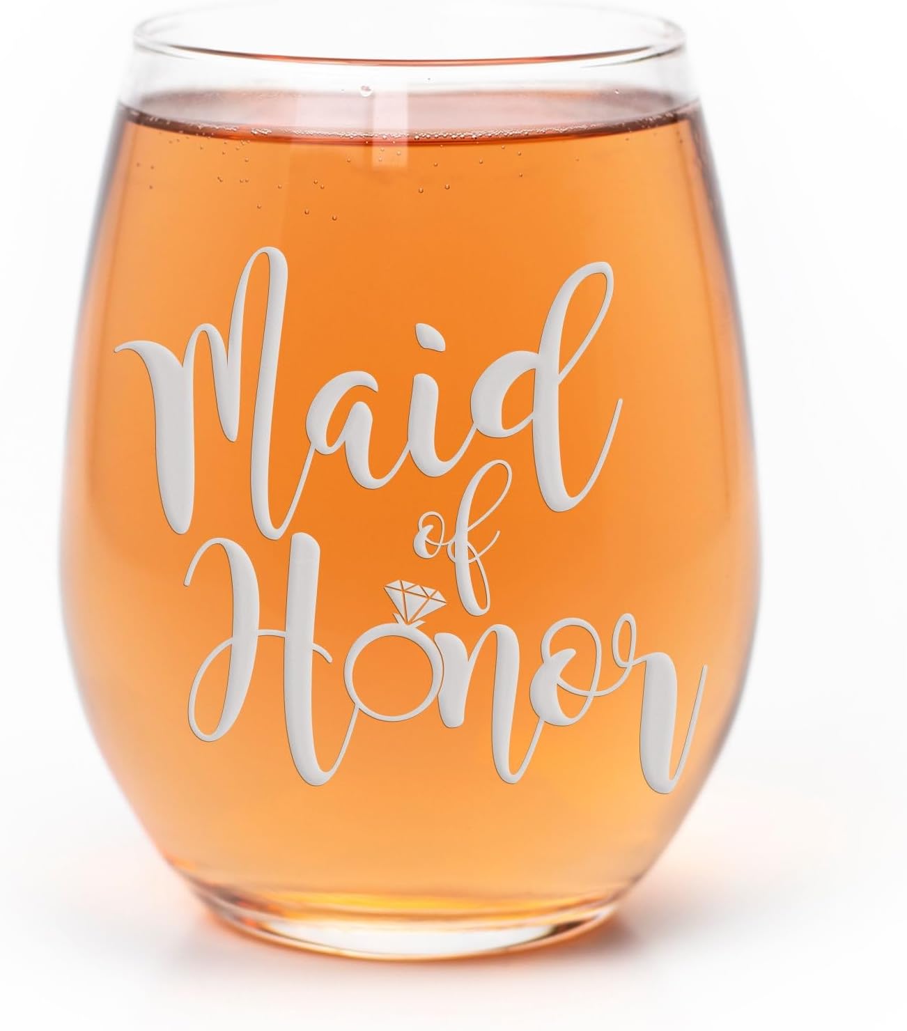 Maid of Honor Wedding Stemless Wine Glass - Thank You Gift for Your Maid of Honor - 2 Glasses