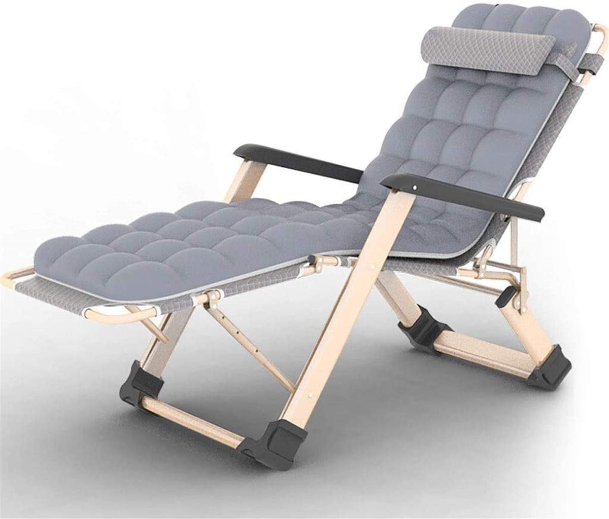 Chaises longues classiques Chaise longue/Zero Gravity Bleu, avec coussin en coton épais Chaise longue de lit pliante portable Chaise longue de balcon en tissu Oxford double, chaise longue The New