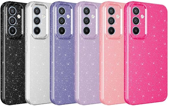 Compatible with Coverzone Samsung Galaxy A55 Z-Jelly Case Camera Protected Glitter Glitter Glitter Colored Glossy Silicone Cover-Lila