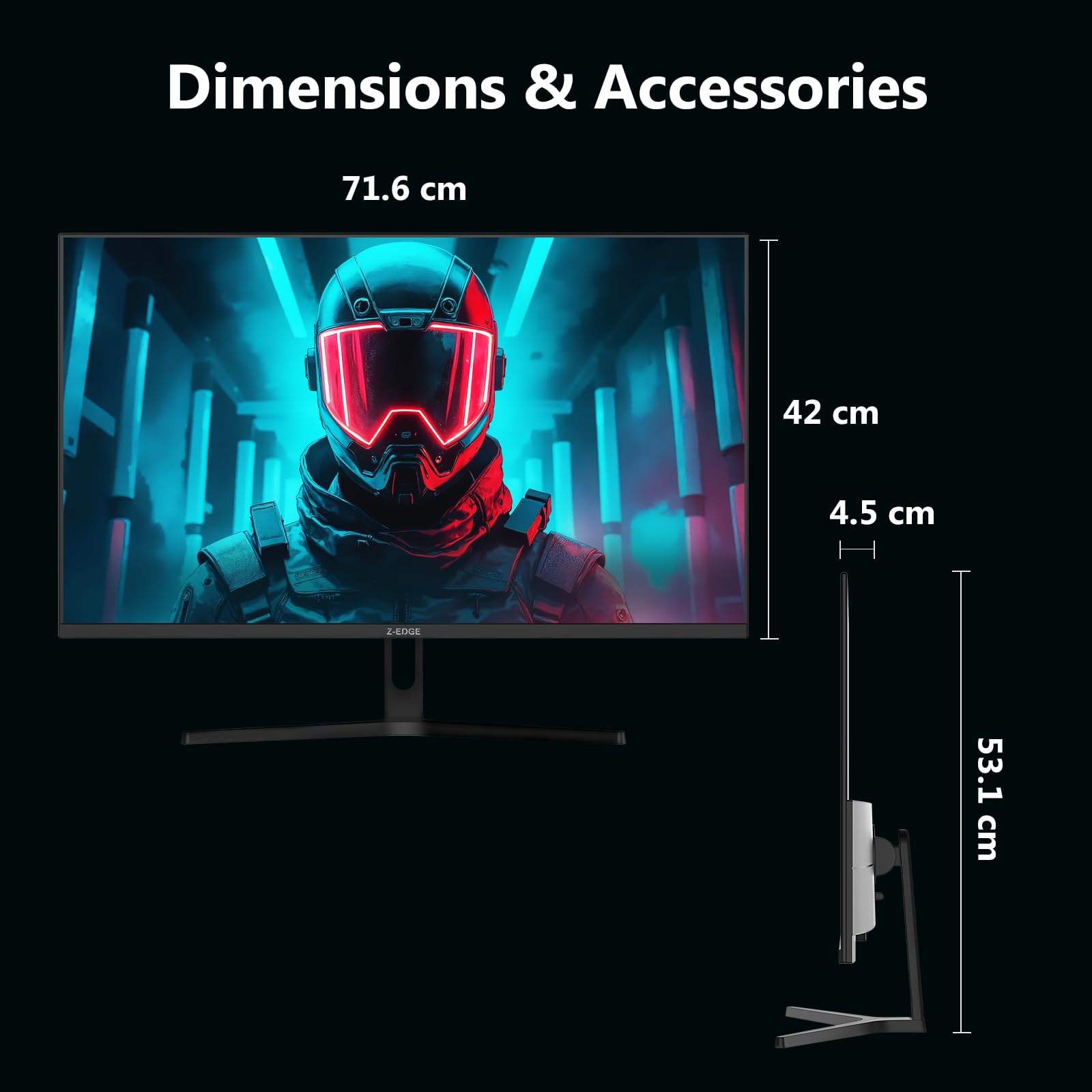 Z-Edge Ecran Gaming 32 Pouces QHD 200Hz 2K 2560x1440, 1ms MPRT, Panneau IPS, Luminosité 300 CD/m², FreeSync, Réticule, DP1.4 (200Hz) & HDMI2.0 (144Hz), Compatible VESA, Noir