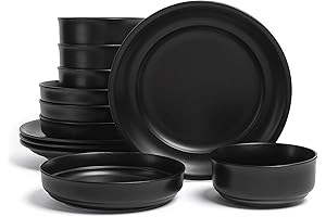 12-Piece over&back Stoneware Dinnerware for 4 - Semi-Matte Black Place Settings