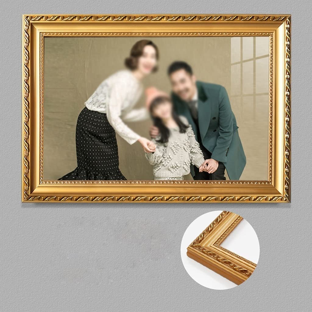 Prosta Ramka na Zdjęcia 16/20 Cal Ramka Na Zdjęcia W Stylu Chińskim Prostokątna Ramka Na Zdjęcia Drewniany Wyświetlacz Zdjęć Sypialnia Salon Photo Studio Klasyczna(Gold,40 * 50cm)