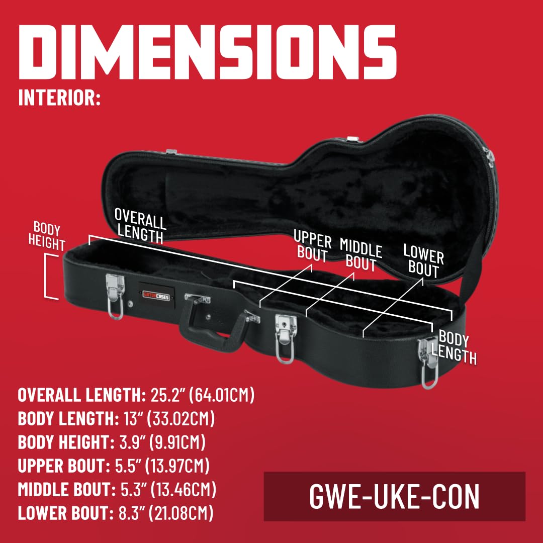 Gator Cases Estuche Deluxe de Madera Dura para Ukeleles Estilo Concierto; (GWE-UKE-con)