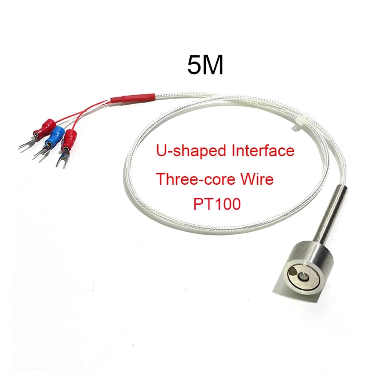 Enchufe de interfaz termopar adsorción magnética fuerte con cable blindado acero inoxidable 1 pieza(PT100 5m)