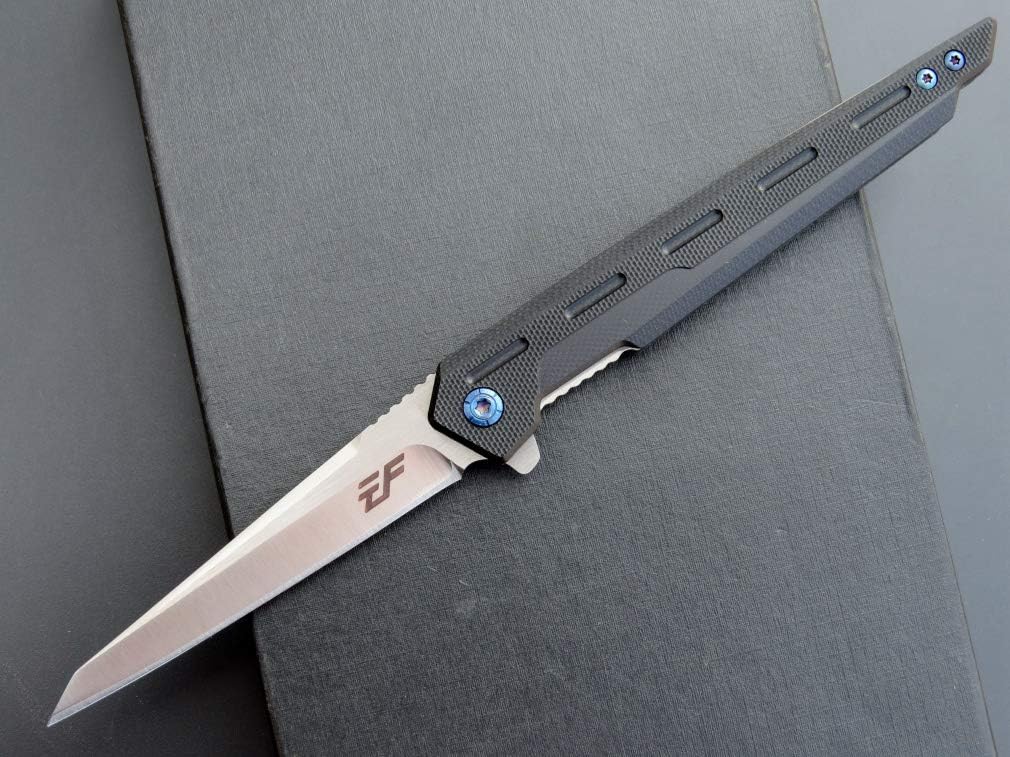 Eafengrow EF948 Folding Knife D2 Steel Blade + G10 Handle camping Knife Outdoor EDC Tool Knives (Black)