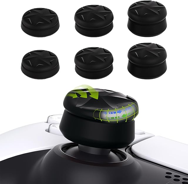 PlayVital Razor 3 Pary Thumbs Cushion Caps Uchwyty Osłony Joysticka do ps5 Nakładki na Kciuki do ps4, do Xbox Series X/S, do Xbox Core/Xbox One/Elite Series 2,do Switch Pro Kontroler-Czarny