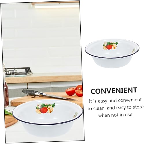 Miniatura 3 de Cuenco de sopa esmaltado vintage Cuenco esmaltado retro cuenco esmaltado con patrón de manzana, cuenco de ensalada para servir ensalada, cuenca de