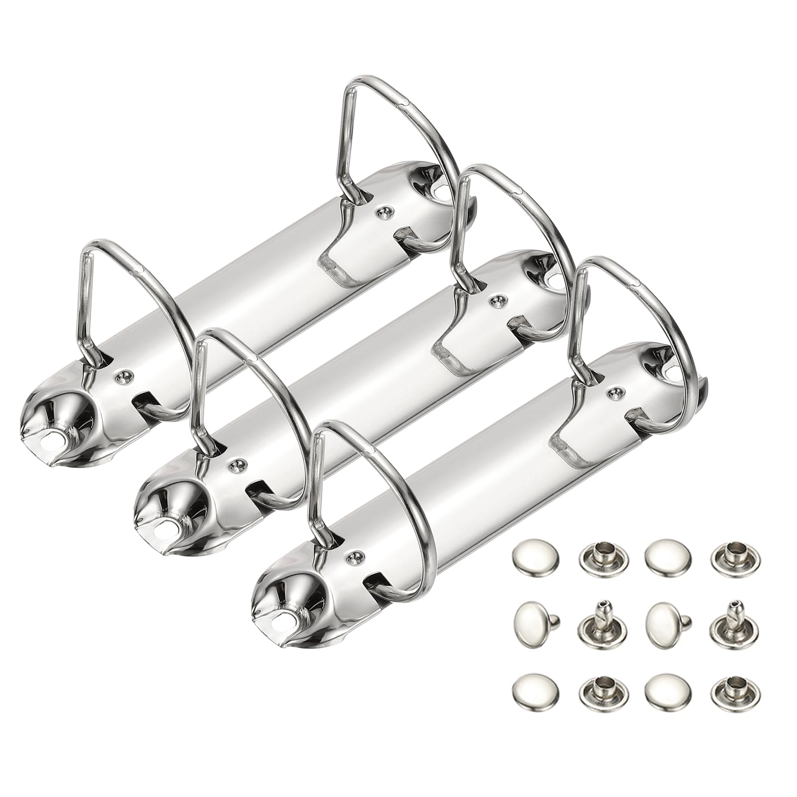 PATIKIL B7 2 Hole Ring Binder Mechanisms, 3 Set 1" D Ring Replacement Binder Planner Loose Leaf Binding Spines for Organizers DIY Fill Paper Storage Folder Accessories, 35mm Silver Tone