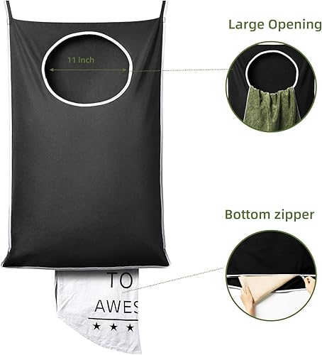 Miniatura 5 de KEEPJOY Paquete de 2 cestas de lavandería XL para colgar en la puerta, tamaño de 36.5 x 22.5 pulgadas, bolsa para puerta con apertura grande y