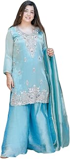 JIYA'S Collection Premium Silk Sharara Suit for Women | Embroidered Kurti with Dupatta | Festive & Wedding Wearr Ethnic Set Price In India