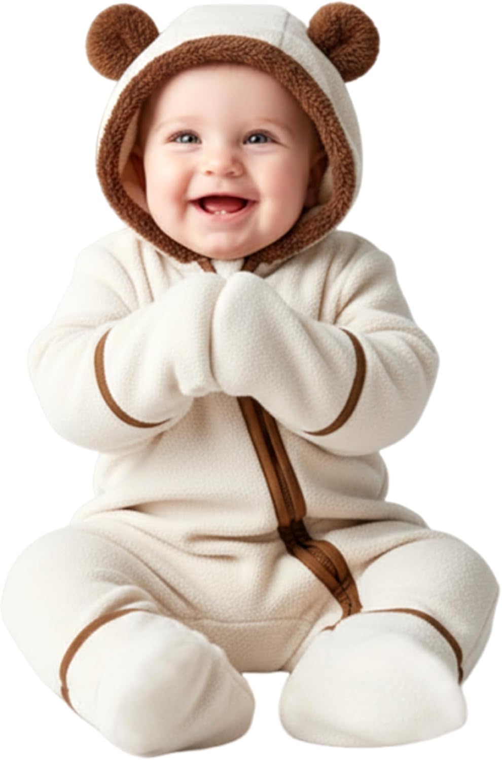 PATPAT Fleece Hooded Footed Clothes, Soft Warm Footie Covers, Car Seat Friendly, Easy Zip,Cute Romper Newborn Infant Jumpsuit