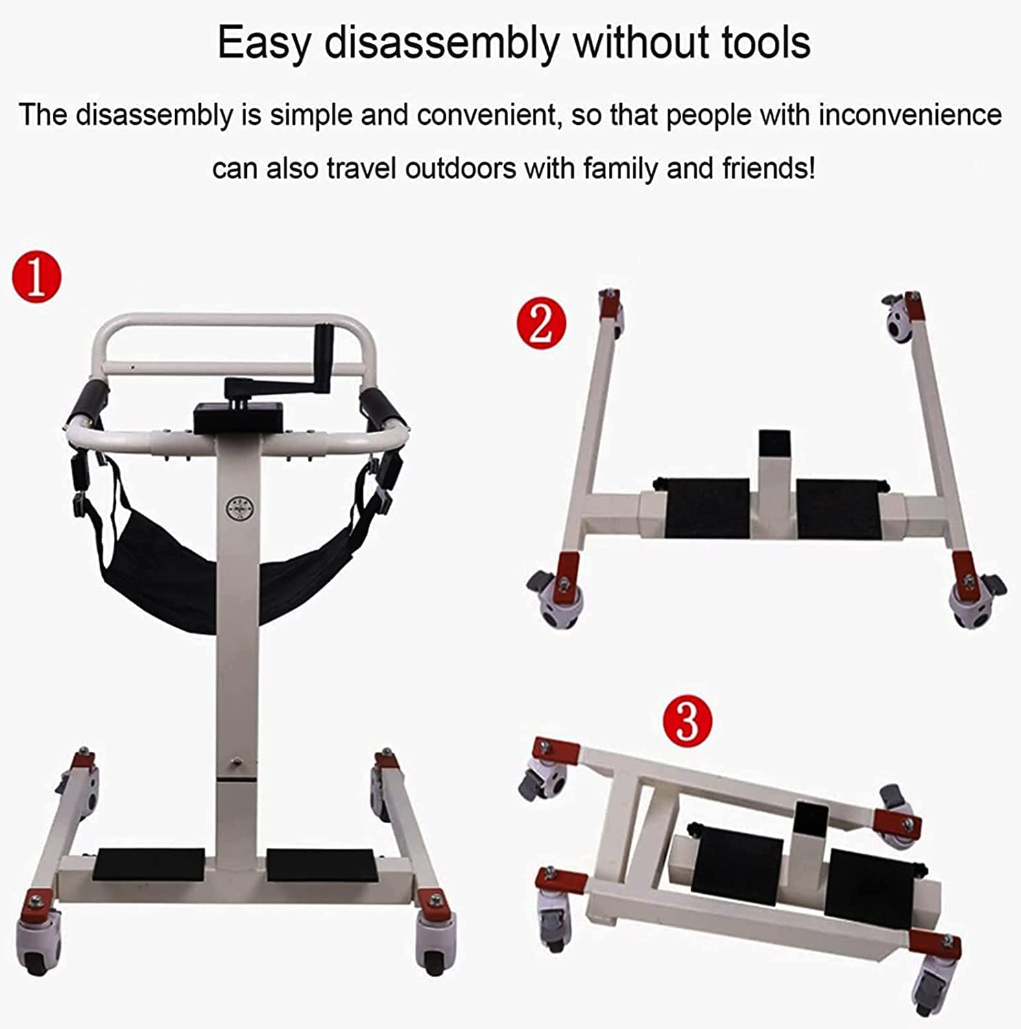 Elevador de silla de ruedas de transporte de acero para uso doméstico, elevadores de transferencia de cuerpo completo con 2 cojines y ruedas para personas mayores