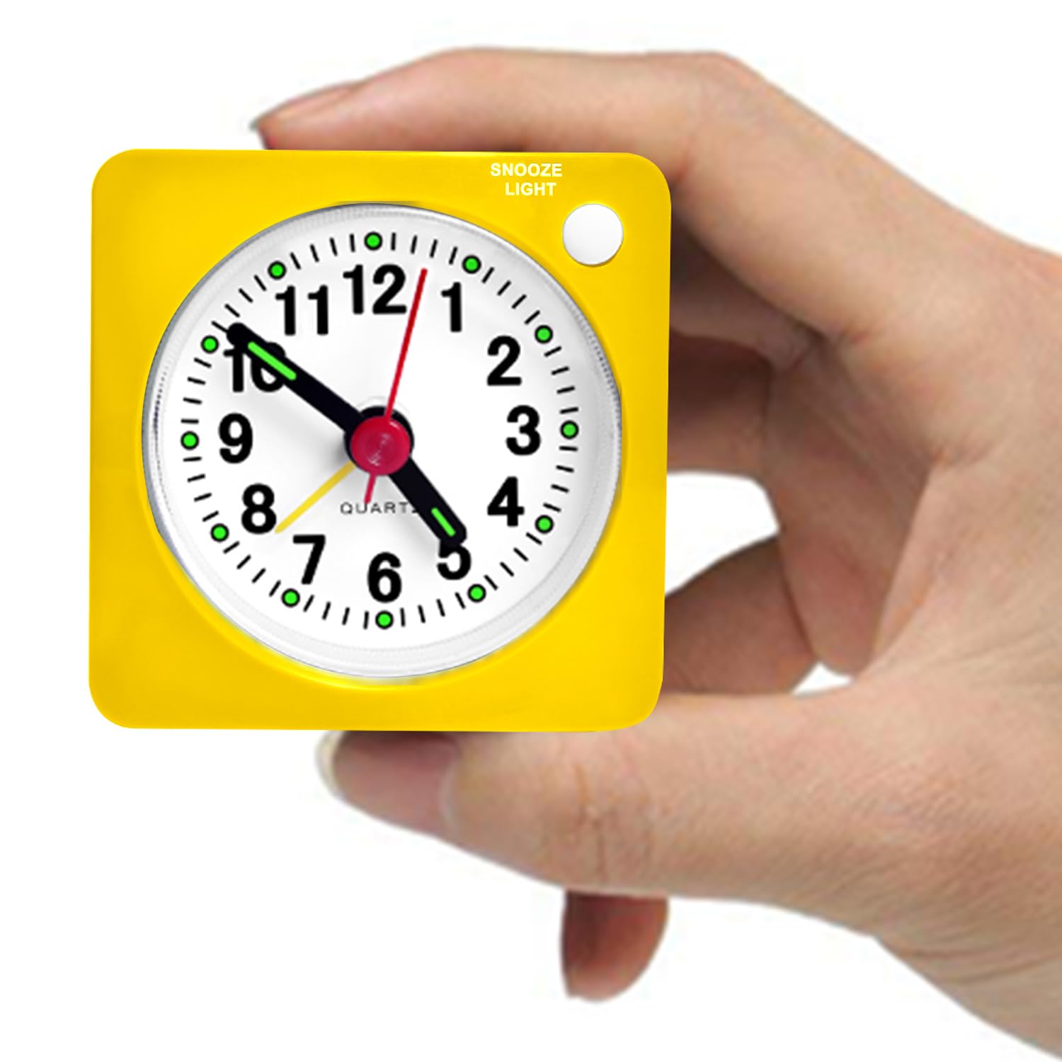 Tisaika Mini Size Travel Alarm Clocks Bedside Non Ticking Battery Powered Small Clocks Silent Analog Clock for Bedroom Backpacking with Snooze and Nightlight