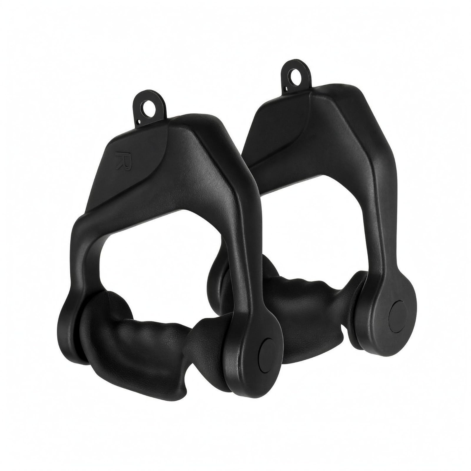 Textured Grip Exercise Handle Molded Shape Pull-Down Handle Matte Black Cable Attachment Angular Shape for Weight Training, Black 1 Pair-image-1
