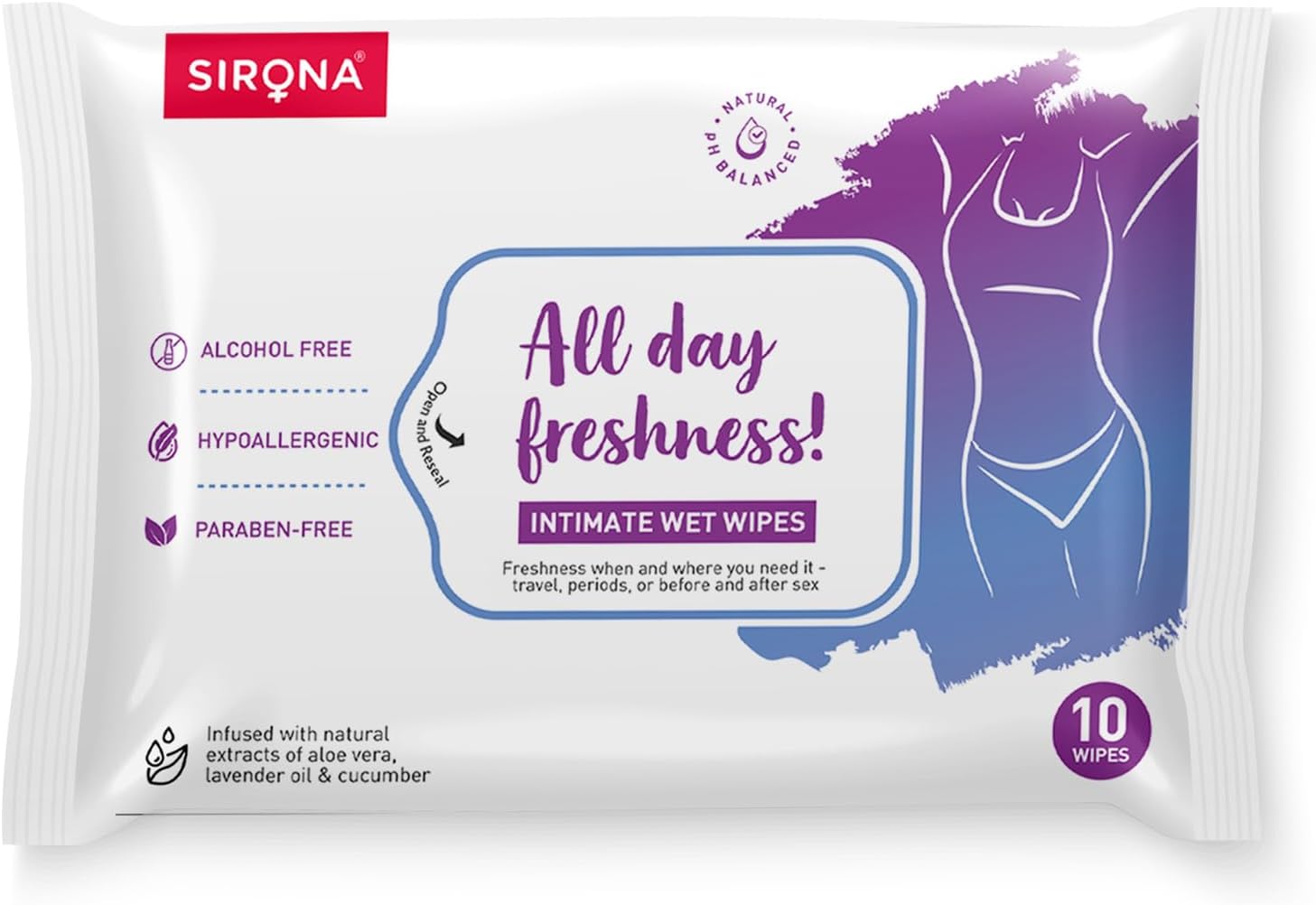 Sirona Intimate Wet Wipes - 10 Wipes