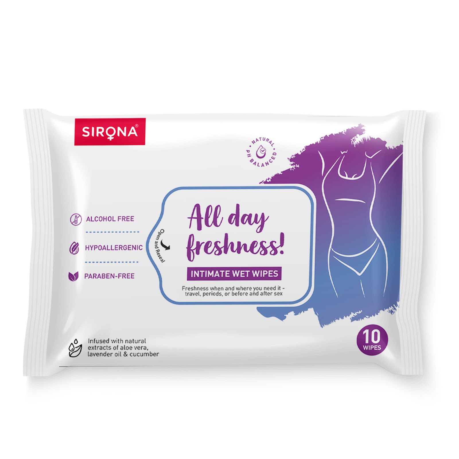 Sirona Intimate Wet Wipes - 10 Wipes