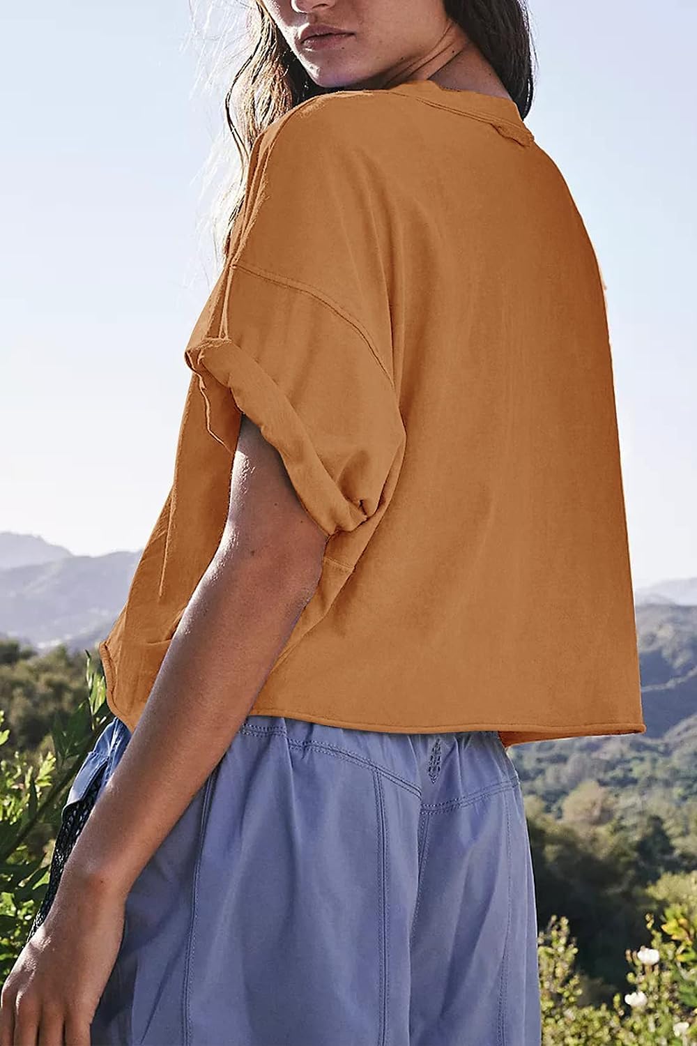 Carpetcom Camisetas de entrenamiento de gran tamaño para mujer, manga corta, hombros caídos, casuales, holgadas, para gimnasio, yoga, atlética