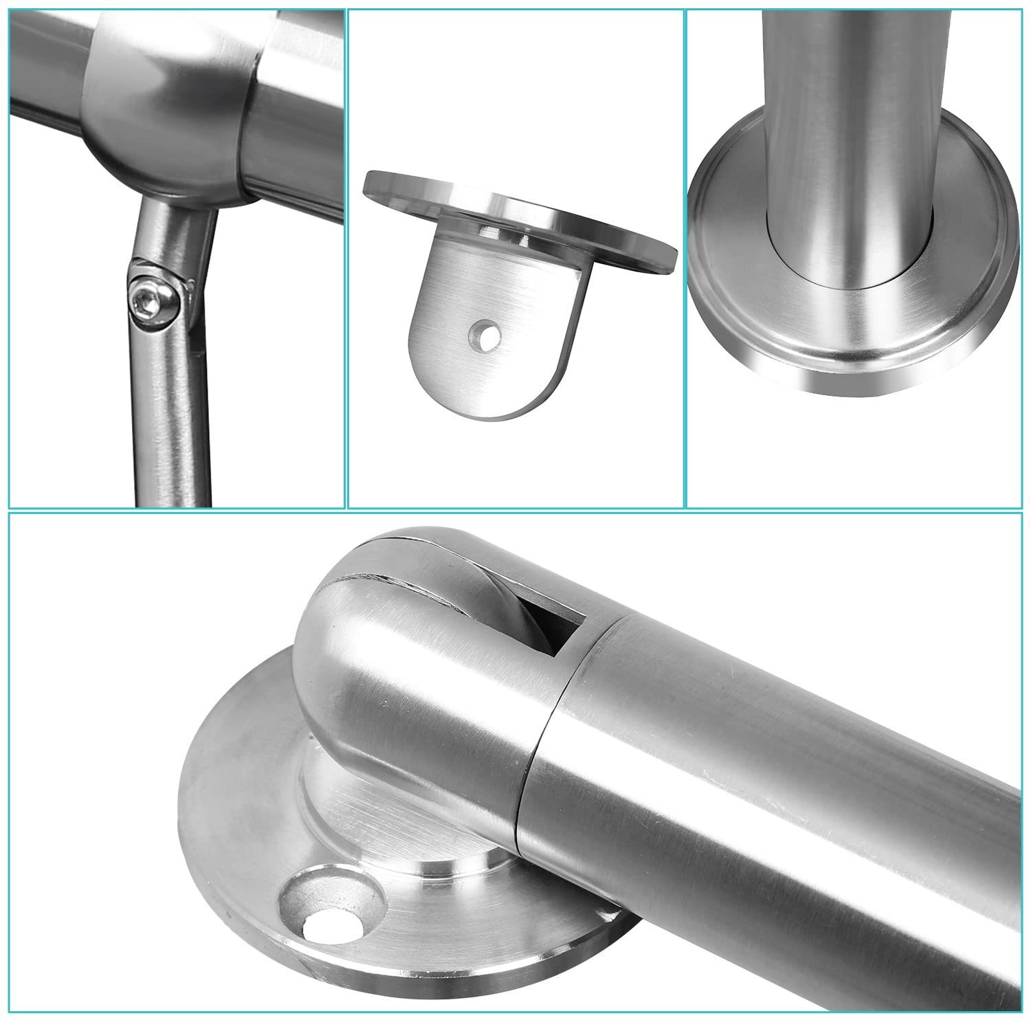 Corrimano in acciaio inox, 150 cm, ringhiera per scale, corrimano da parete, ringhiera per scale, per interni esterni, XXDD8401