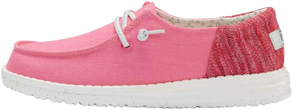 HEYDUDE Girl's Wendy Youth Funk Fuxia Size 4 | Girl’s Shoes | Girl’s Lace Up Loafers | Comfortable & Light-Weight