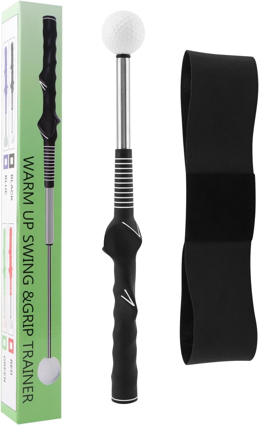 Retractable Golf Swing Training Aid, Golf Grip Trainer, Golf- Grip Trainer Attachment, Grip- Trainer Golf- Club, Strength & Tempo Training for Chipping Hitting