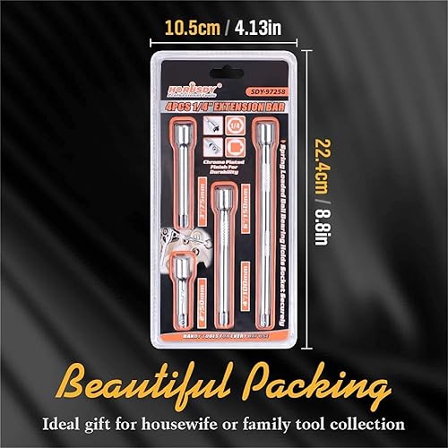 Miniatura 2 de Juego de extensión de enchufe de 1/4 pulgadas, juego de 4 barras de extensión de un cuarto de pulgada de 2 pulgadas/1.969 in, 3 pulgadas/2.953 in, 4