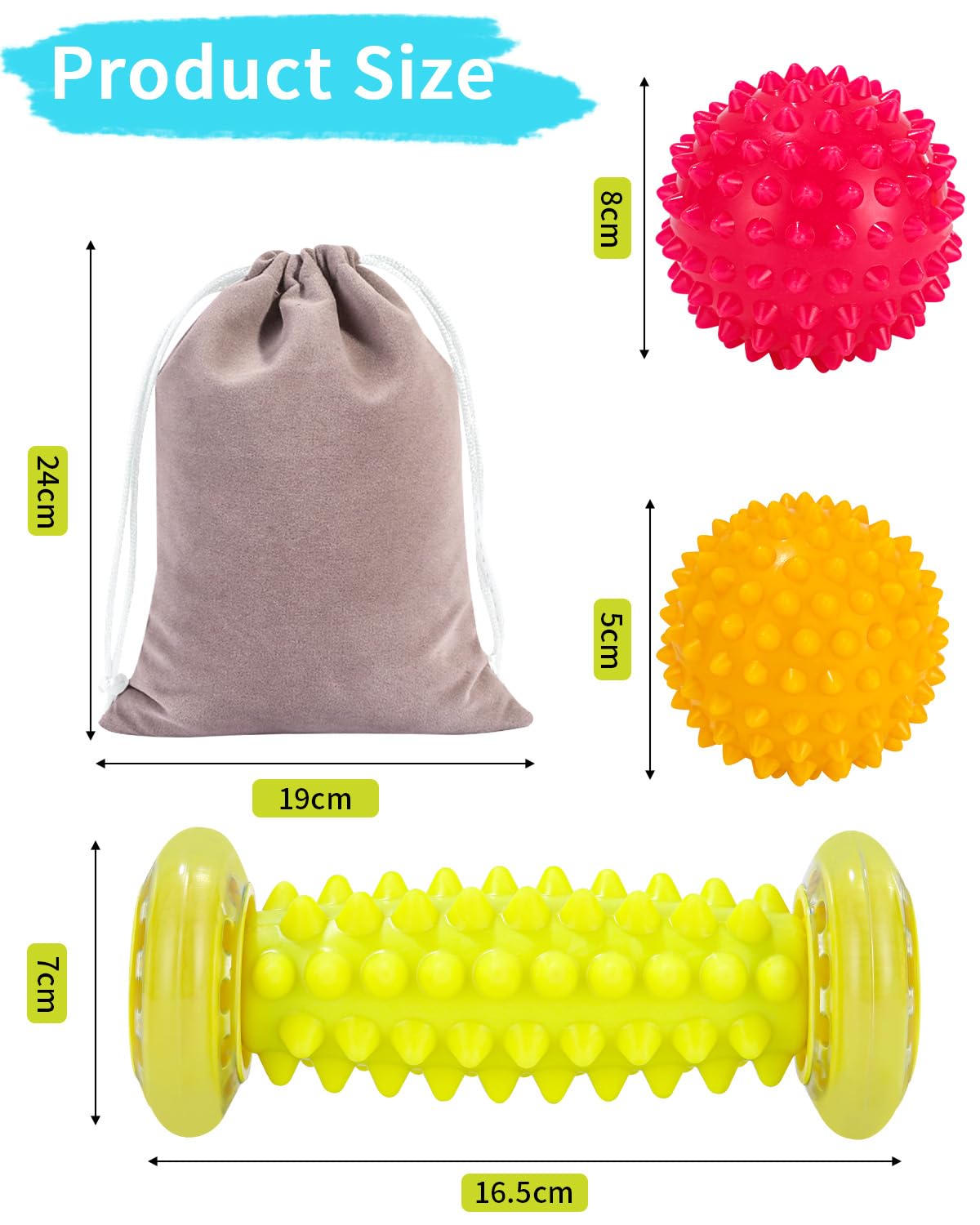 Rullo per Massaggio ai Piedi Set da 3 pezzi, Rullo Massaggio Piedi e Palline da Massaggio per Fascite Plantare & Recupero Muscolare, Rilascio Miofasciale, Terapia dei Trigger Point