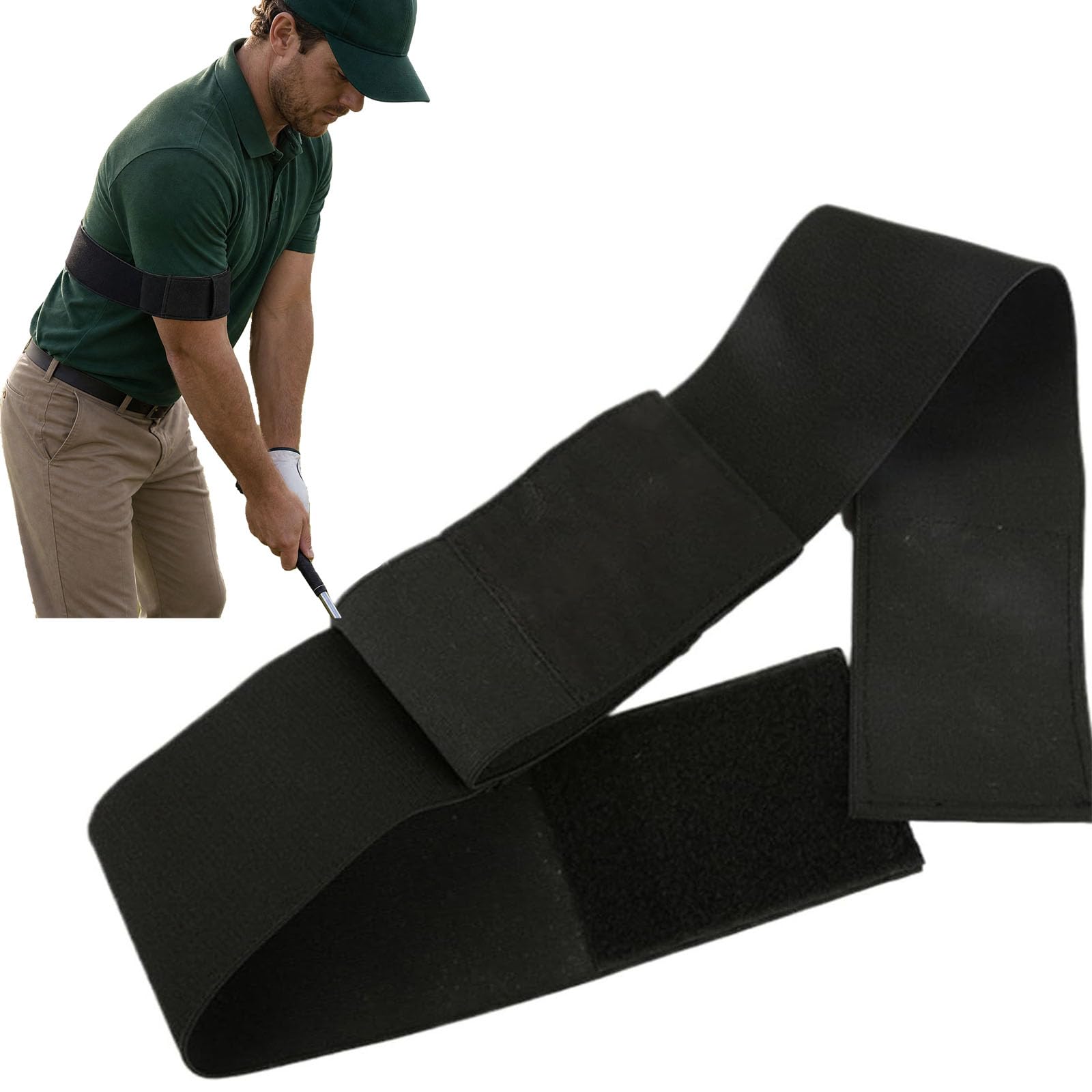 HONG LIN TRS Slider Golf Training Aid, Professional Swing Correcting Motion Trainer for Home Practice & Driving Range, Adjustable Golf Swing Aid Arm Band Belt, 83cm Length(Black)