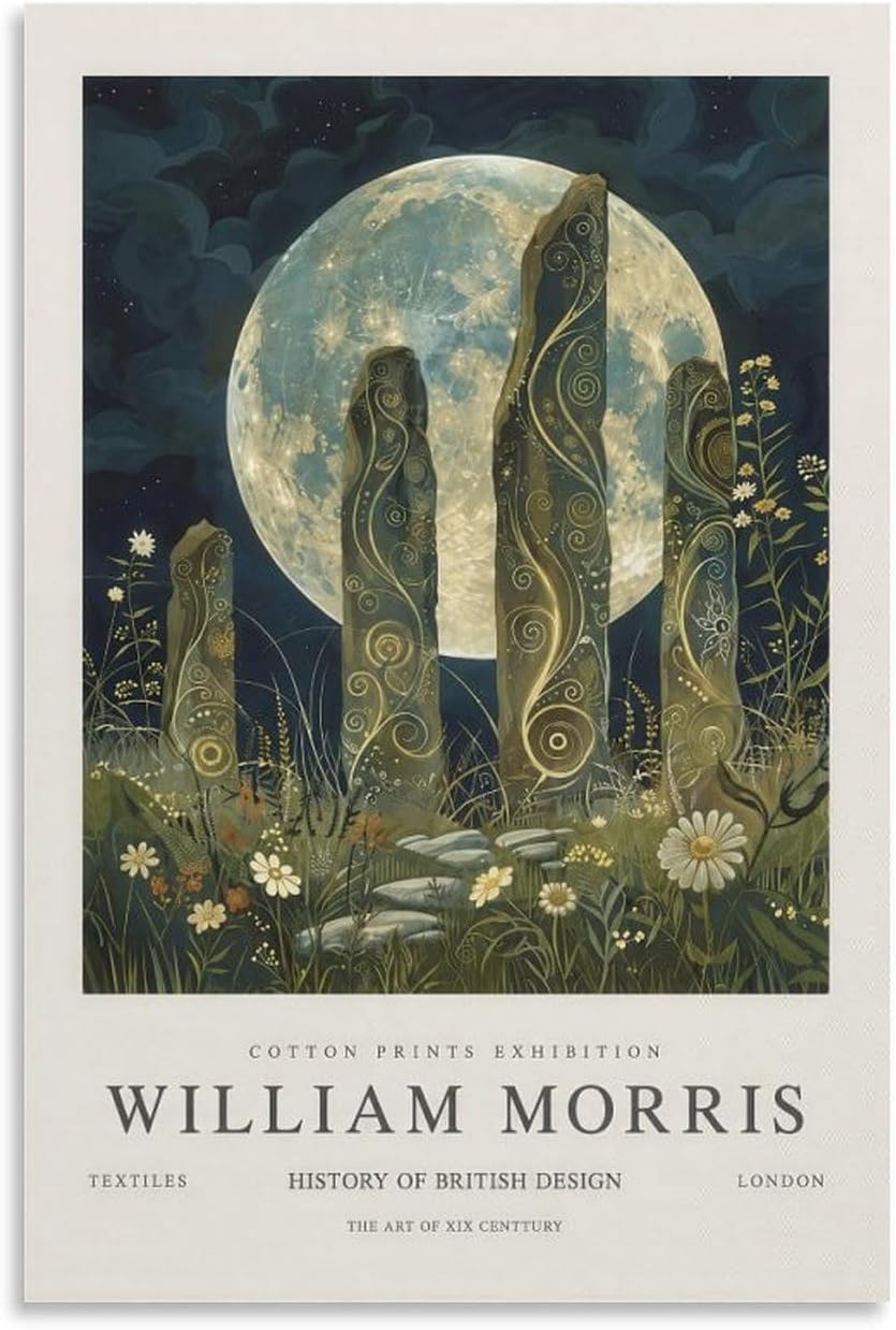 Orjdjz Wxkbl William Morris Poster Moon Standing Wall Art Vintage Canvas Prints William Morris Botanical Painting for Farmhouse Decor Picture 40x60cm Frameless